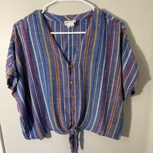 For the Republic Blue Striped Button-Down Shirt